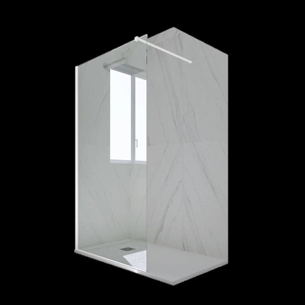 Parete doccia Walk-in da 120 CM H 200 Vetro Trasparente Profilo Bianco in pvc mod. Venus