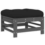 Poggiapiedi da Giardino con Cuscino Legno Massello Pino Grigio CFW7090915