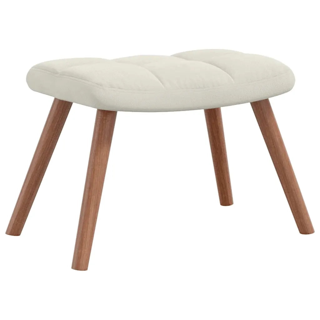 Divano Sedia-Poltrona Relax con Poggiapiedi Bianco Crema in Velluto 260321