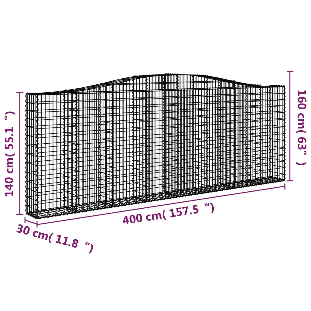 Cesti Gabbioni ad Arco 2 pz 400x30x140/160 cm Ferro Zincato 3145852