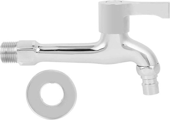 Valvola di acqua in acciaio zincato, rubinetto singolo a freddo per uso domestico, 1/2 pollici - G1 - tipo lungo 49213.