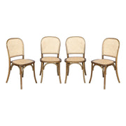 Set di 4 sedie in legno e rattan vintage , marrone