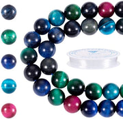 Kit per Collane con Orecchie di Tigre - 8mm - 47 pezzi - Filo Elastico - Kit per Gioielli Fai da Te - Balone Glacé Sferico