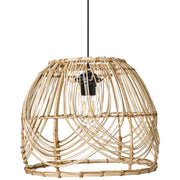 Lampada a sospensione in rattan naturale con struttura in ferro intrecciata Illuminazione fatta a mano di ispirazione boho