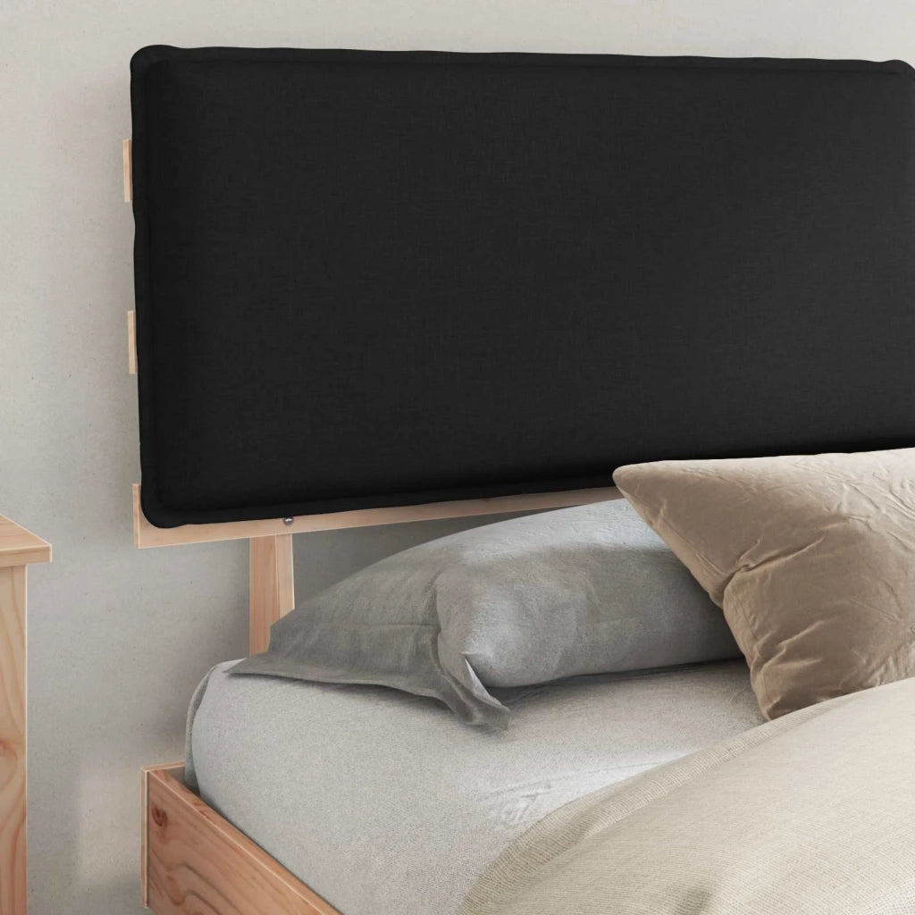 Letto con Testiera Rivestita Nero 200 x 200 cm Pino massello