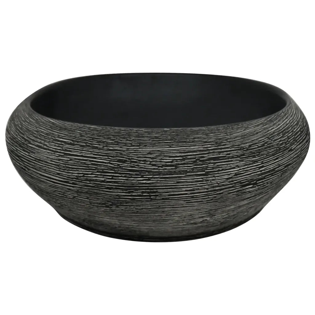 Lavabo da Appoggio Grigio e Nero Ovale 59x40x14 cm Ceramica CFW2580064