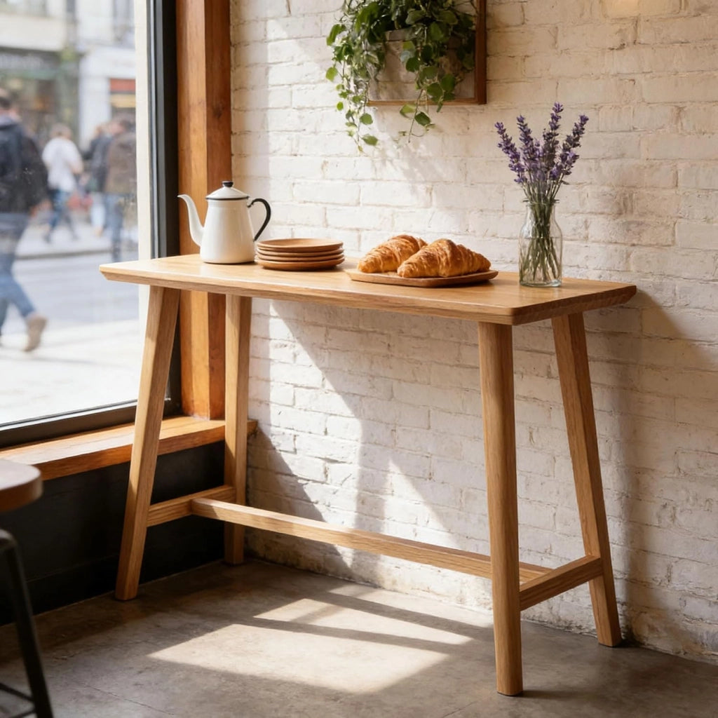 Tavolo Alto Bancone Bar in Legno Tavolo Cucina Salvaspazio Tavolino Alto e Stretto da Balcone per Soggiorno e Sala da Pranzo Bar Ristorante(120x40x105cm)