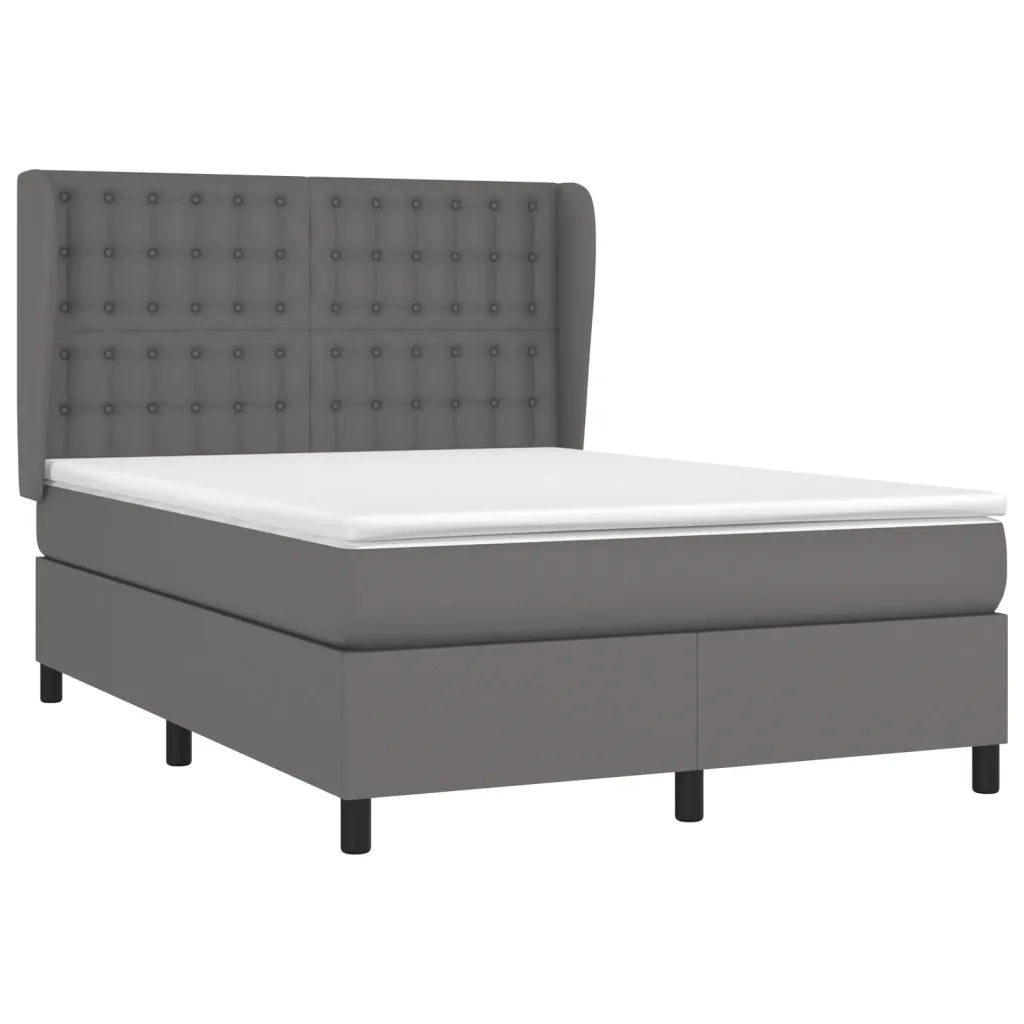 Giroletto a Molle con Materasso Grigio 140x200 cm in Similpelle