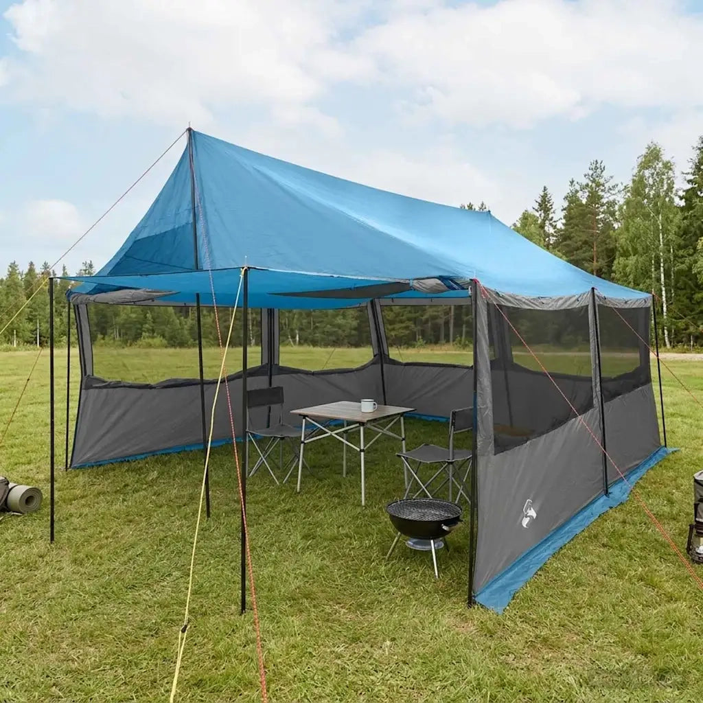 Tenda Familiare Blu 450 x 400 x 265 cm Poliestere e Acciaio 42028600