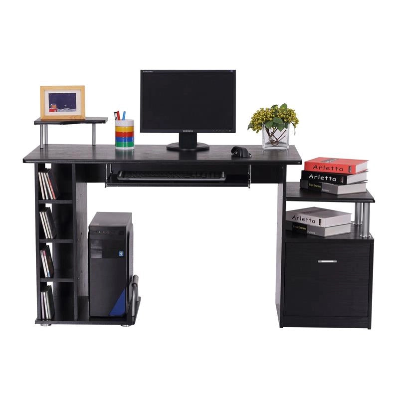 SCRIVANIA PC MODERNA CON CASSETTI IN LEGNO NERO