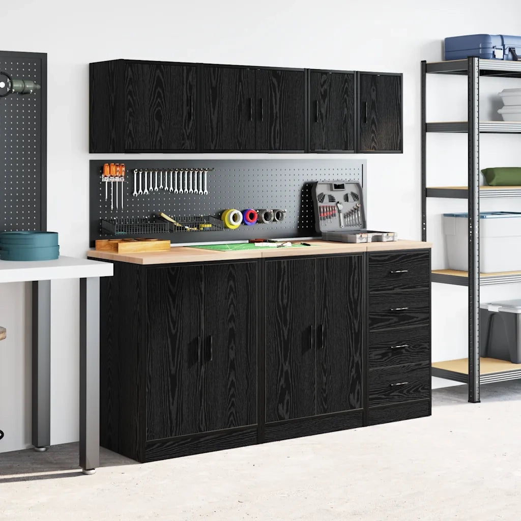 Pensili per Garage 2 pz Neri in Legno Multistrato 860610