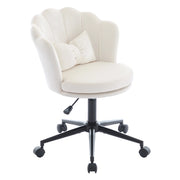 sedia da ufficio girevole regolabile in altezza con cuscino lombare e ruote in velluto beige