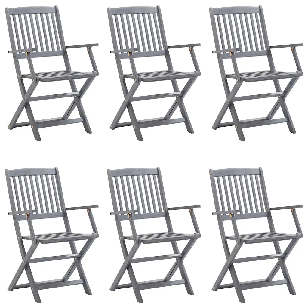 Sedie da Giardino Pieghevoli 6pz con Cuscini in Massello Acacia 3065416