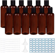 Borsa da Viaggio 200 ml - 10 Pezzi - Plastica - Riciclabile - Imprigionata - Disco di Chiusura Nera - Sicura per Cosmetici - Borsa da Bagno