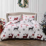 Set di coperte per letto a tema natalizio per bambini - Set di coperte per letto con tema natalizio per ragazze e ragazzi - Ragazze Ragazzi Adolescenti Fiocco di neve Alce Cammello Cervo Decorazione per la casa - Fodera - Raso rosso e bianco