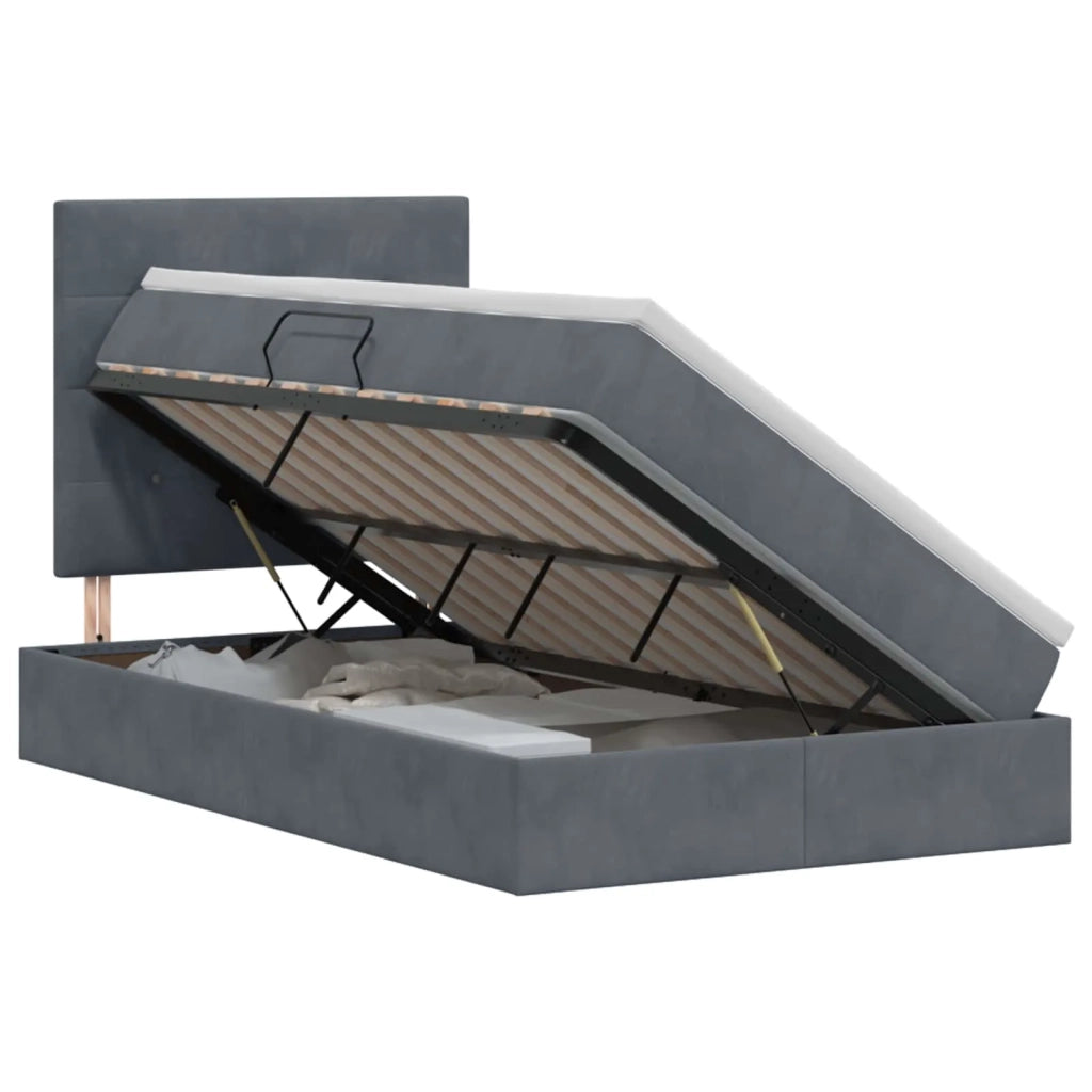 Letto con contenitore e materasso Grigio Scuro 120 x 200 cm 3459682