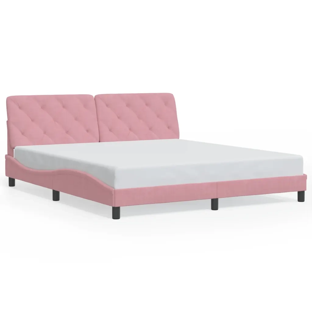 Giroletto con LED senza Materasso Rosa 180x200 cm in Velluto