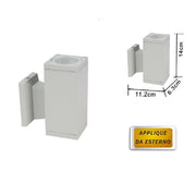 Trade Shop - Applique A Parete Per Esterno Giardino Ip55 Lampada Lampadina Attacco Gu10 - Grigio