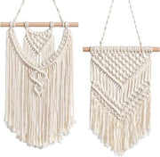 Set di opknoping per parete in macramé a mano - 2 tappeti da parete interno decorativo - stile boho - decorazioni per bambini e feste - 50x60cm