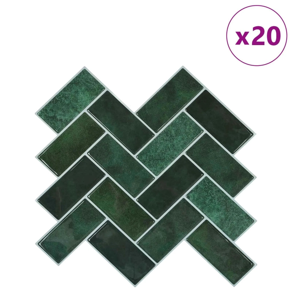 Piastrella a Spina di Pesce 20 pcs Verde Scuro 30 x 30 cm
