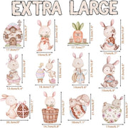 Sticker per Finestra di Pasqua - 12 Fogli con Uova di Coniglio e Fiori