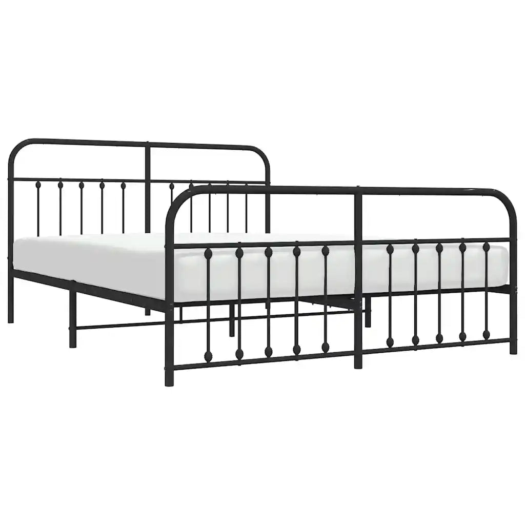 Giroletto con Testiera e Pediera Metallo Nero 183x213 cm