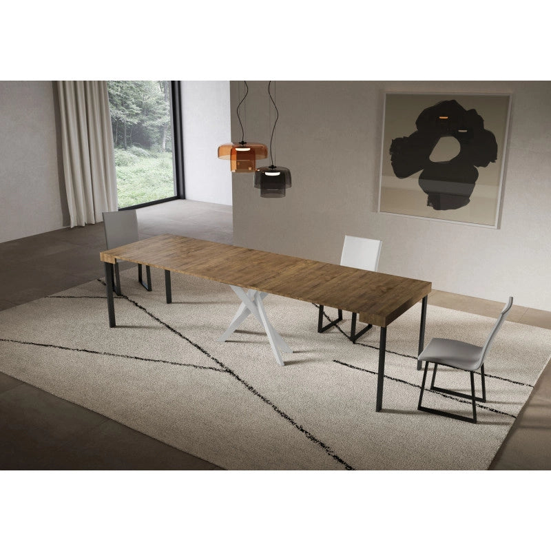 Consolle allungabile 90x40/300 cm Saki telaio Bianche - Noce