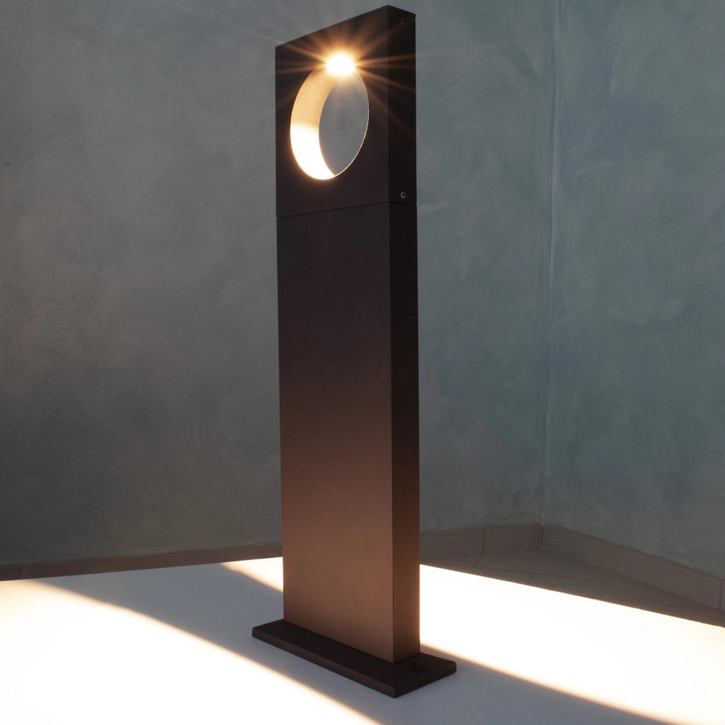 Lampione LED 12W moderno cerchio palo 50cm esterno IP65 luce giardino cortile viale 230V COLORE NERO 3000K