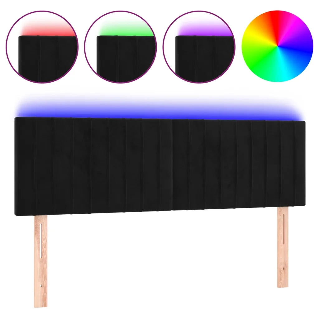 Testiera | Testata a LED Nera 144x5x78/88 cm in Velluto