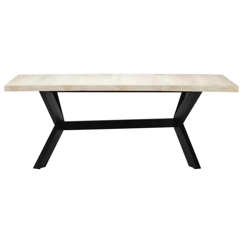 Tavolo da Pranzo Bianco 200x100x75 cm Legno Massello di Mango cod mxl 58839