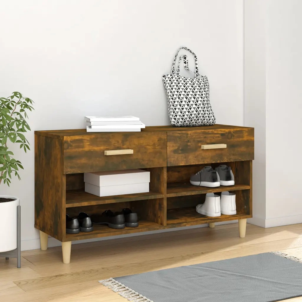 Scarpiera | Mobile per scarpe Rovere Fumo 102x35x55 cm in Legno Multistrato