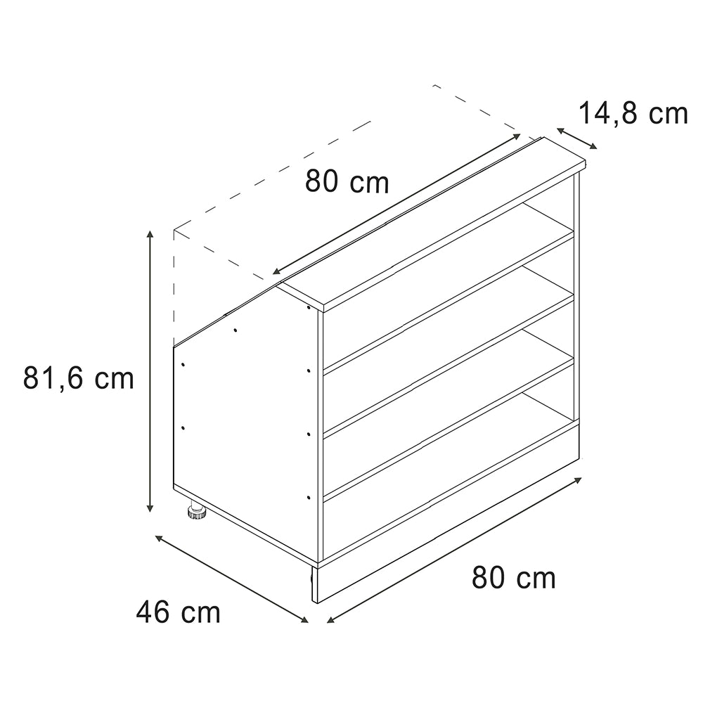 Vicco Mobile sottotetto Antracite 80 x 81.6 cm con 4 scomparti