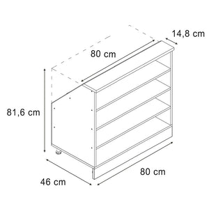 Vicco Mobile sottotetto Antracite 80 x 81.6 cm con 4 scomparti