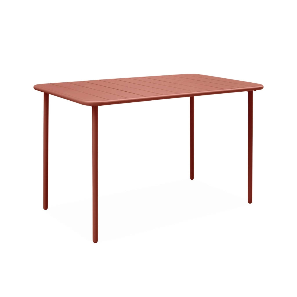 Tavolo da giardino in acciaio, 4 posti, 120cm, terracotta