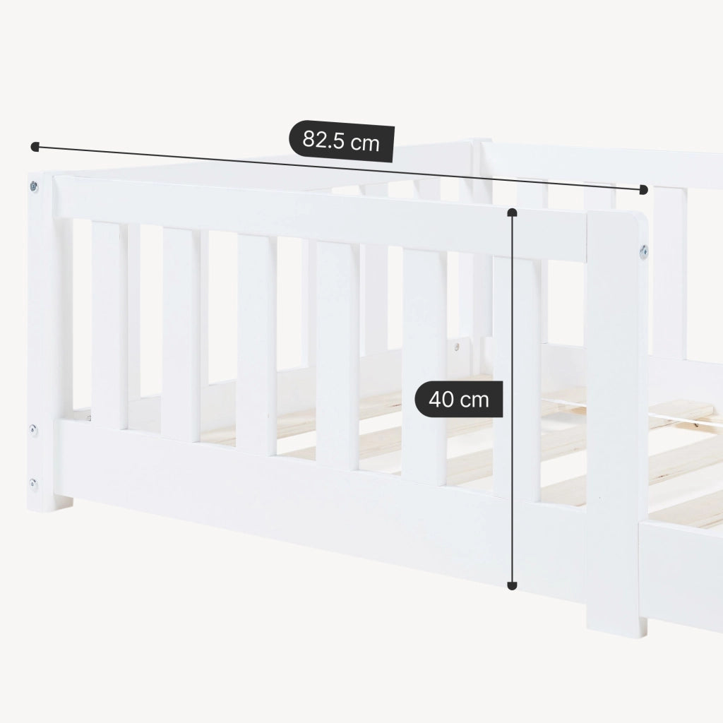 Letto Montessori per Cameretta Tanna in Legno di Pino 80x160 cm - Bianco [en.casa]