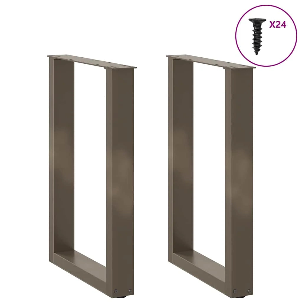 Set di 2 gambe regolabili per tavolo da pranzo a forma di U 50 x 72-73 cm in acciaio verniciato a polvere naturale 02_0057419