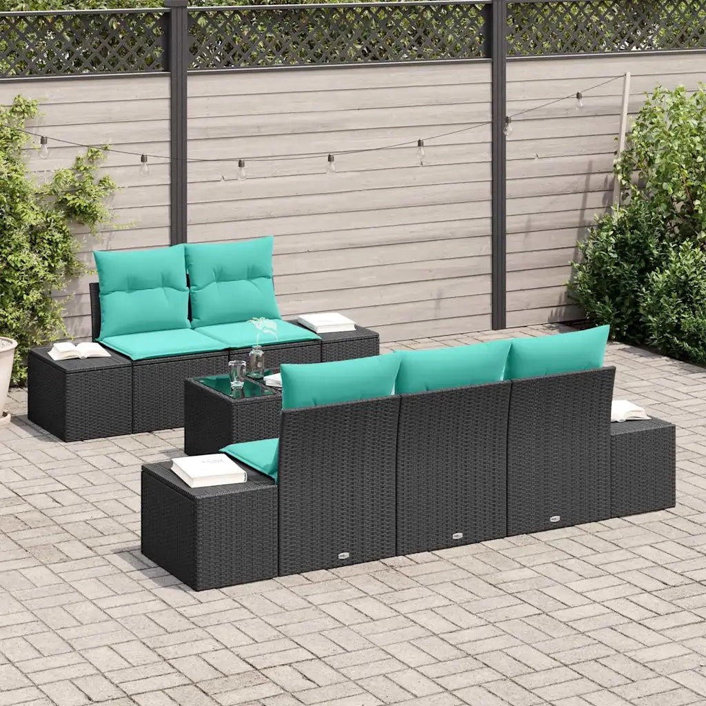 Set Divano da Giardino 6 pz Nero polyrattan 3346946