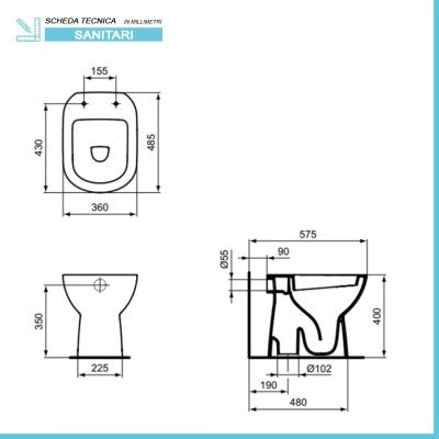 Sanitari Ideal Standard tradizionali scarico a terra e copriwater originale I.Life A