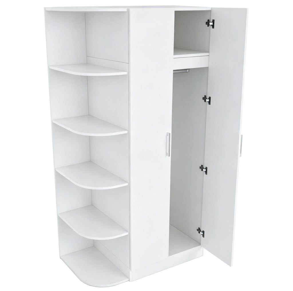 Armadio ULEVR 90x55x170 cm a 2 ante con ripiani e cassetti, MDF bianco