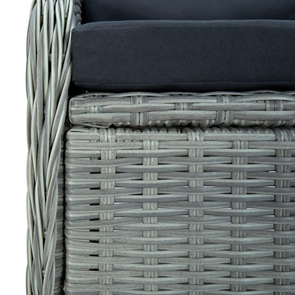 Set Pranzo da Giardino 9pz con Cuscini Polyrattan Grigio Chiaro 3060143