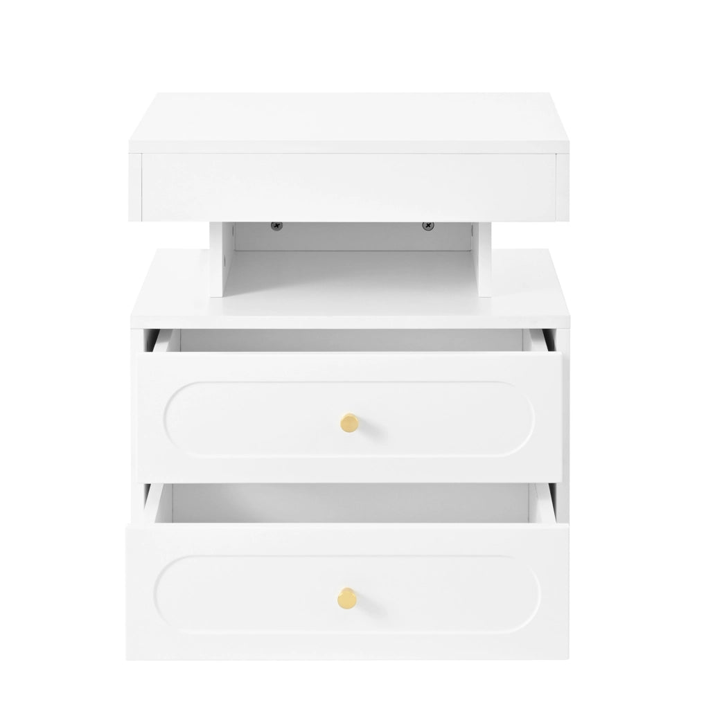 Comodino LED in truciolare 100x40x60 cm; bianco
