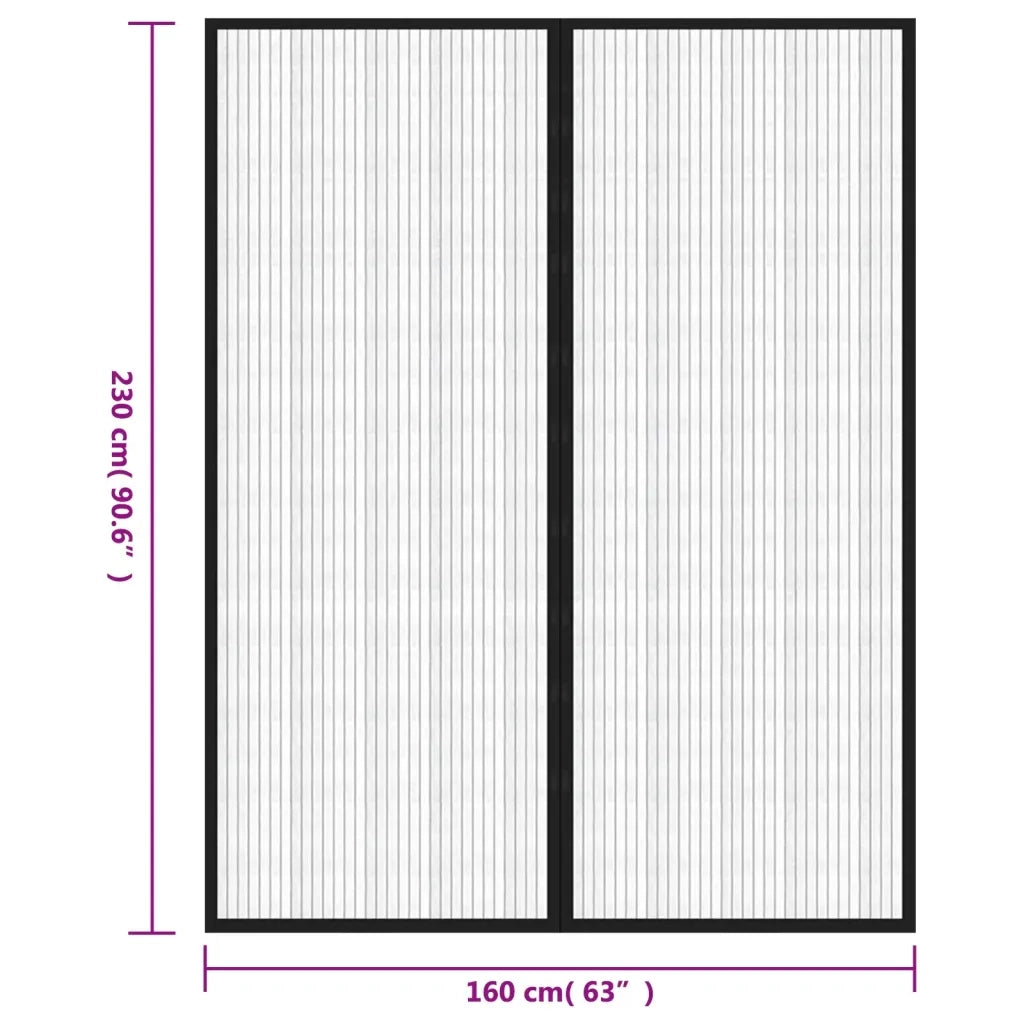 Tende Antimosche 2 pz per Porte con Magneti Nere 230x160 cm CFW8584806
