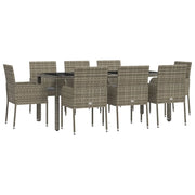Set da pranzo da giardino da 9 pezzi con cuscini grigi 02_0014075