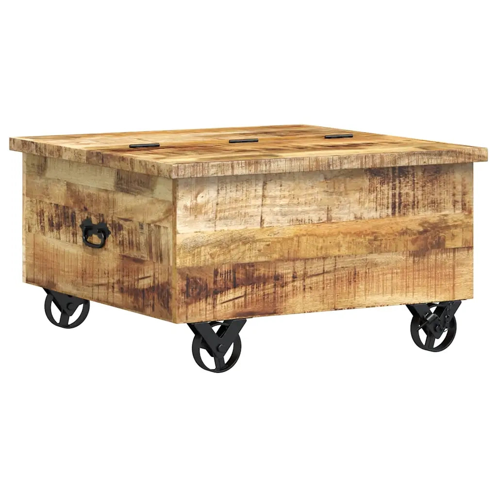 Tavolino da Salotto in Legno di Mango Grezzo 70x70x40 cm 243979