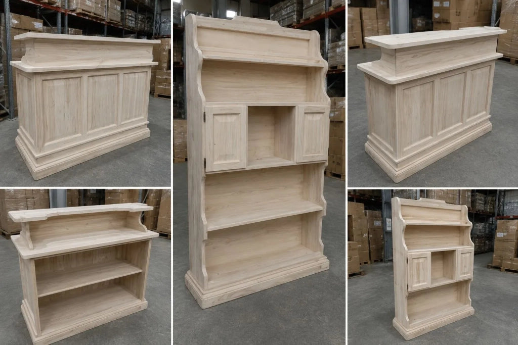 Mobile bar arte povera classico in legno grezzo (1223+1224) - Mobili 2G
