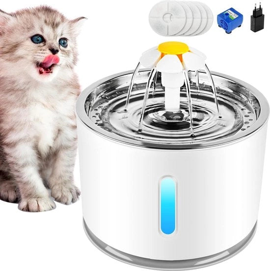 Filtro per fonte acqua per gatti con luce LED silenzioso 5 pezzi filtri igienici 24 L