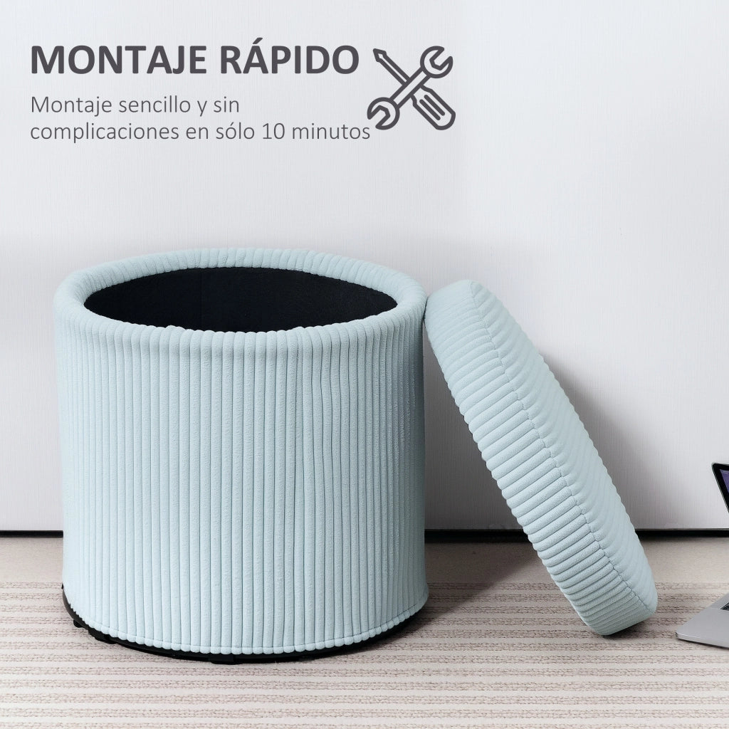 Pouf Rotondo Imbottito in Velluto con Struttura in Metallo ¨C zephmum ¨C ?40x41 cm Blu Chiaro