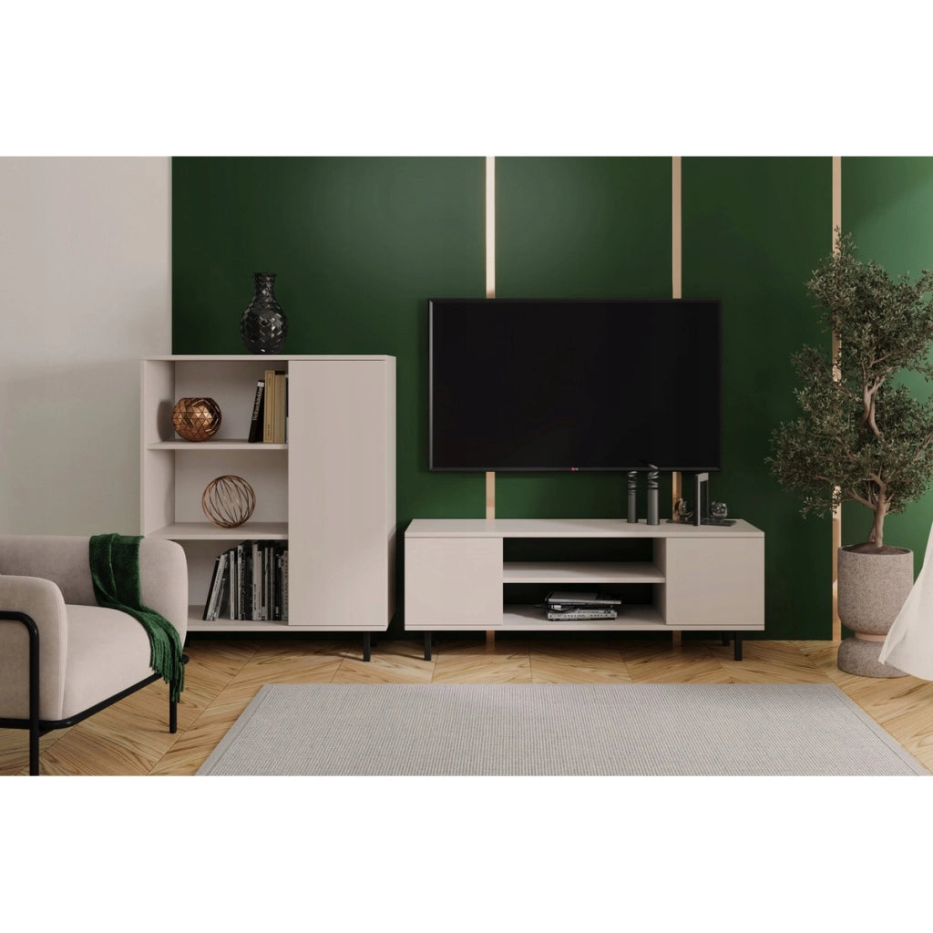Mobile TV Focus 155 cm in cashmere con gambe nere