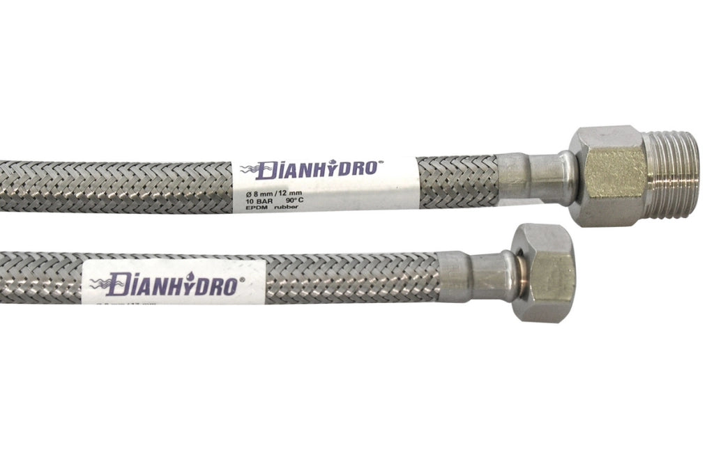 FLESSIBILE INOX MODELLO PROLUNGATO  CM. 60- MF 1/2 x 3/8- DH- pezzi 1