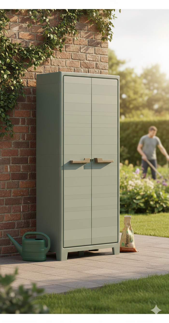 Armadio da Giardino 8 Ripiani 80x44x182 cm Keter Planet Outdoor Multispace Grigio e Verde